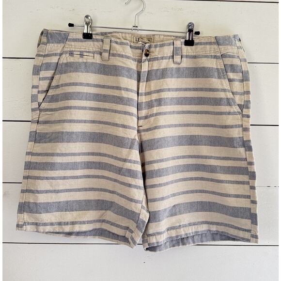 L.L. Bean Mens Shorts Linen Blend Sz 38 Waist Blue Striped Outdoor Casual - Picture 1 of 10